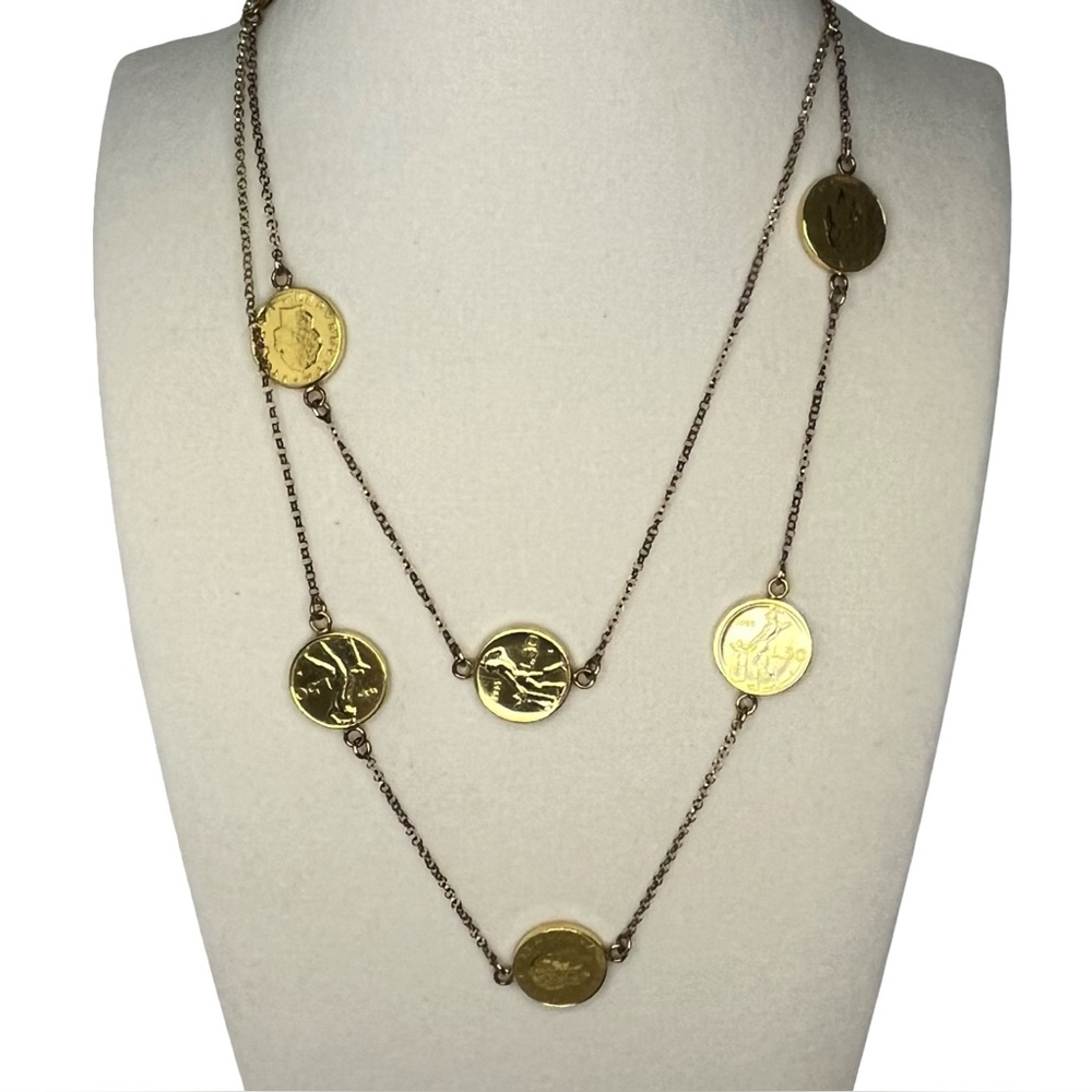 Milor Long Gold Coin Necklace